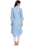 Blue linen shirt kurta