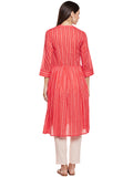 Red printed cotton kurta