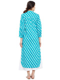 Block printed shirt kurta with raw edge detail
