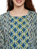 Double block print kurta with front slits