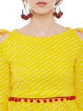 Yellow leheriya printed short dress