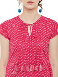 Pink leheriya printed short dress