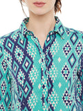 Green-aztec-print-shirt-dress