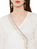 OFFWHITE OVERLAP ANARKALI KURTA WITH GOTA WORK