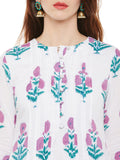 Cotton pleated kurta with mughal print