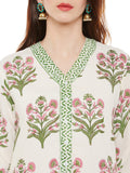 Block printed Kurta palazzo set with front placket