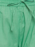 Green cotton straight pant with bead work