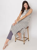 ikat striaght kurta with front pocket