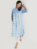 Blue linen shirt kurta