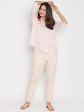 Pink cotton flared top