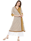 Hand block printed cotton overlap kurta