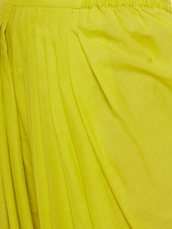 Yellowish Green Flared Dhoti Pant