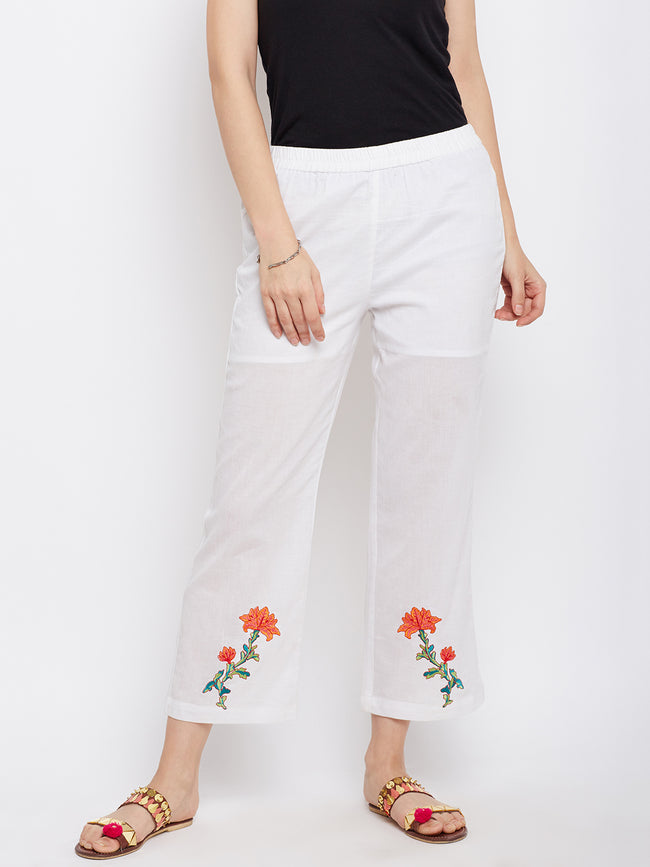 solid cotton white pant