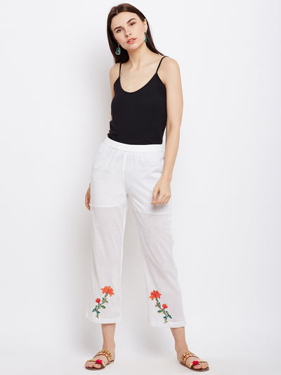 solid cotton white pant
