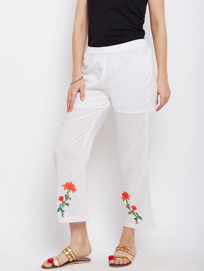 solid cotton white pant