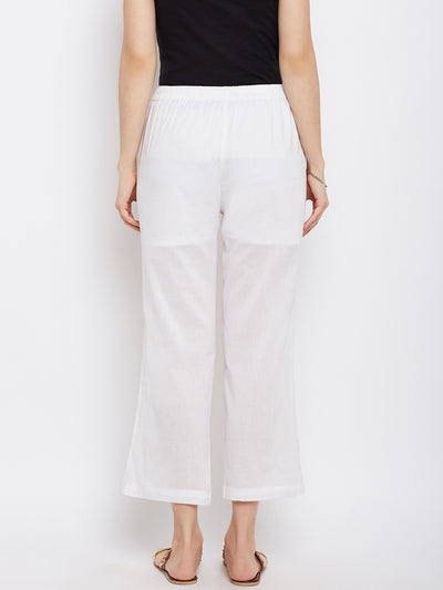 solid cotton white pant