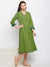 Green dotprinted dress with hand work