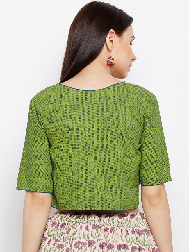 Green dot printed blouse