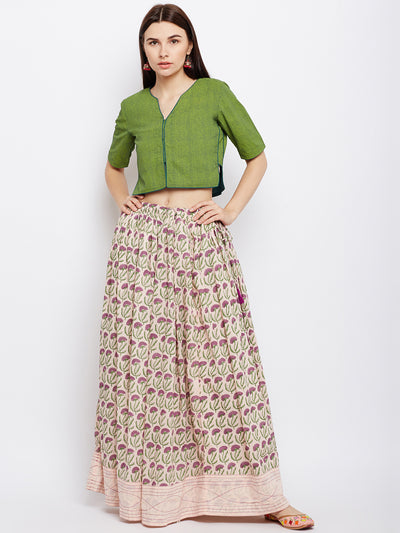 Peach block printed skirt