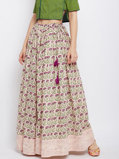 Peach block printed skirt