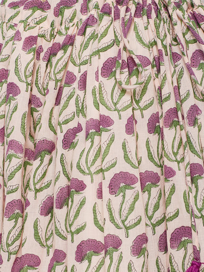 Peach block printed skirt