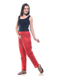 Red silk pants