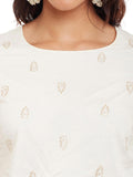 Off White Gold Printed Cotton Crop Top & Skirt Set