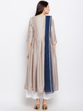 Silver Anarkali Kurta with Contrast Dupatta