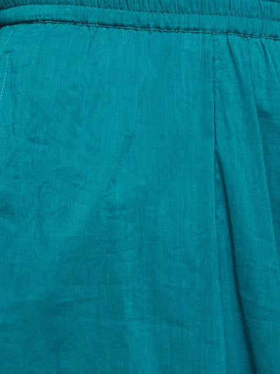 Blue block printed cotton suit set