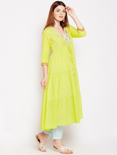 Lyla Gota Sleevless Kurta and Pant with Jacket set