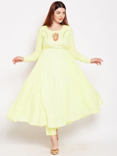 Lyla Gota Cotton Anarkali With Embroidery