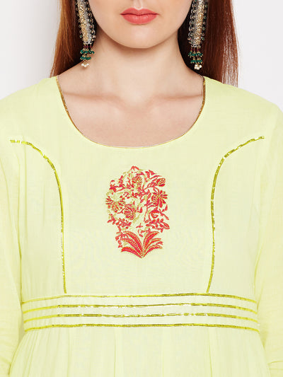 Lyla Gota Cotton Anarkali With Embroidery