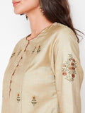 Lyla Woman Muga Silk Panelled Kurta with Pocket Detail