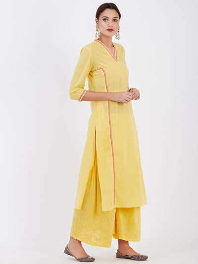 LYLA WOMAN STRAIGHT CONTRAST CHIKANKARI KURTA