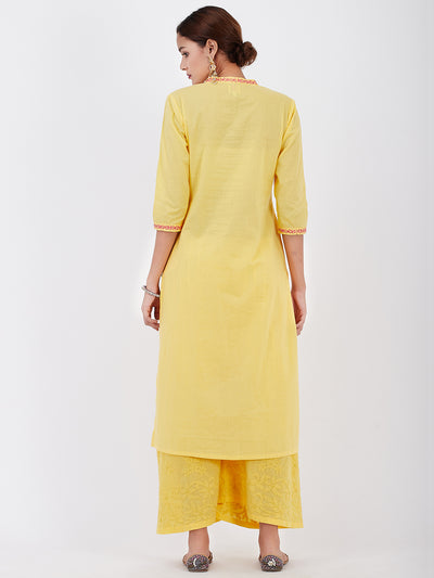 LYLA WOMAN STRAIGHT CONTRAST CHIKANKARI KURTA