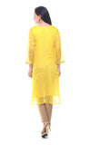 Yellow Gotta Patti work Kota Silk Kurta