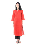 Pintucks Long Kurta With Lace