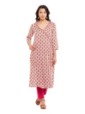 Pink Block Printed Overlap Cotton Kurti
