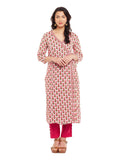 Pink Block Printed Overlap Cotton Kurti