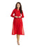 Red Gold Printed Pleated Cotton Kurta