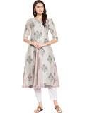 Light Grey Chanderi Layered Kurta Jacket Set