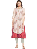 Peach Chanderi Layered Shirt Kurta Set