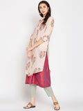Peach Chanderi Layered Shirt Kurta Set