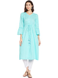 Green Kurta with Front Tie