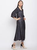 Solid Grey Silk Kurta with Pintucks
