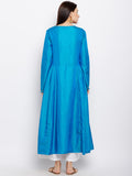 Blue Silk Kurta with Machine Embroidery