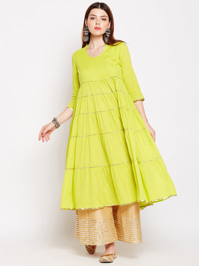 Lyla Gota Cotton Tier Kurta