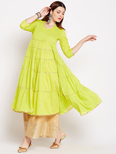 Lyla Gota Cotton Tier Kurta