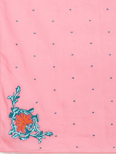 Solid Pink Cotton Dupatta