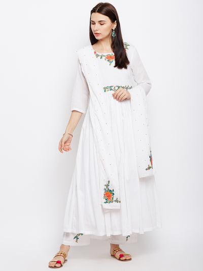Solid White Cotton Dupatta